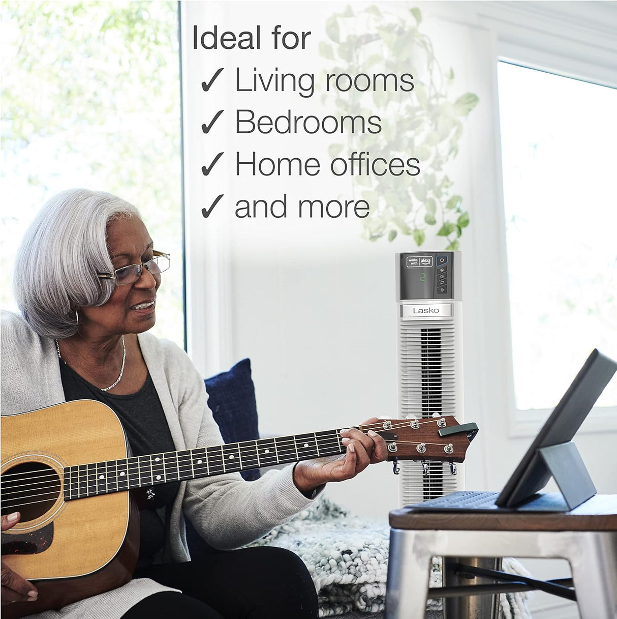 Lasko Ventilador Torre Oscilante Controlado por Voz T48401