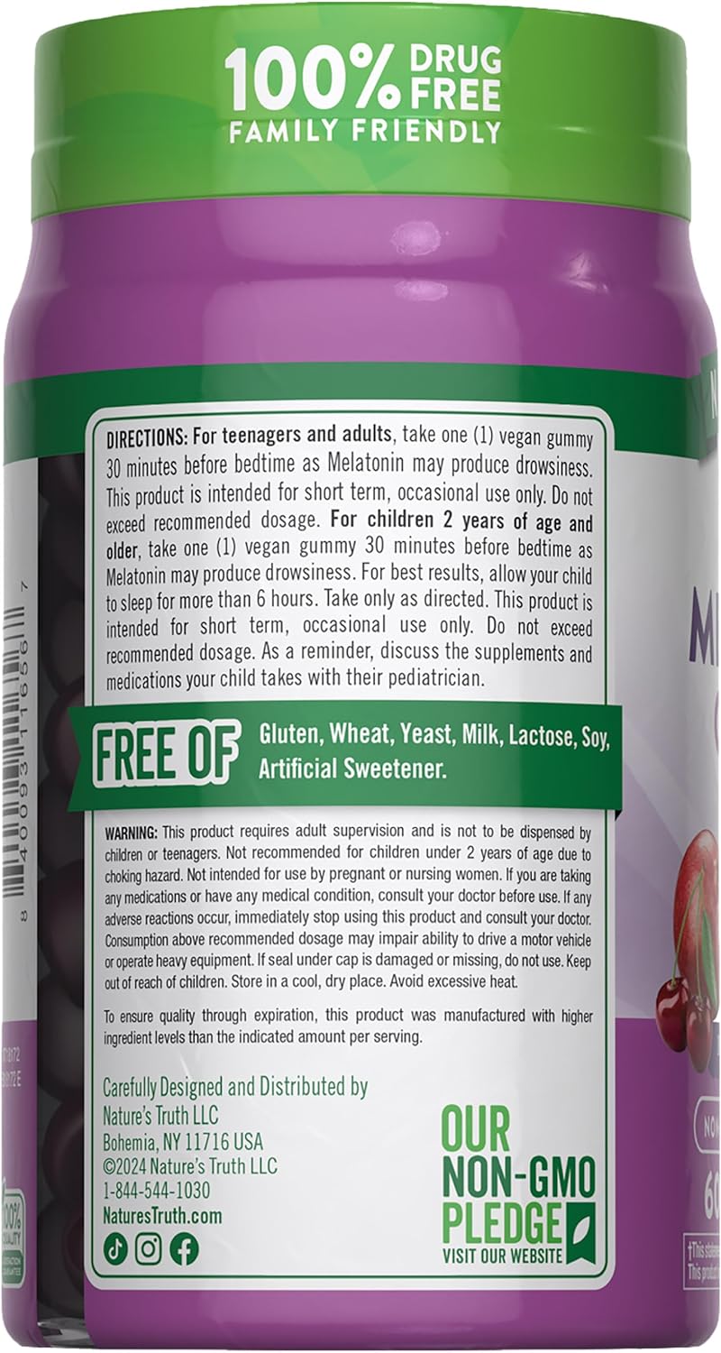 Suplemento Gomitas de mela | 1 mg 60 unidades Sabor cereza