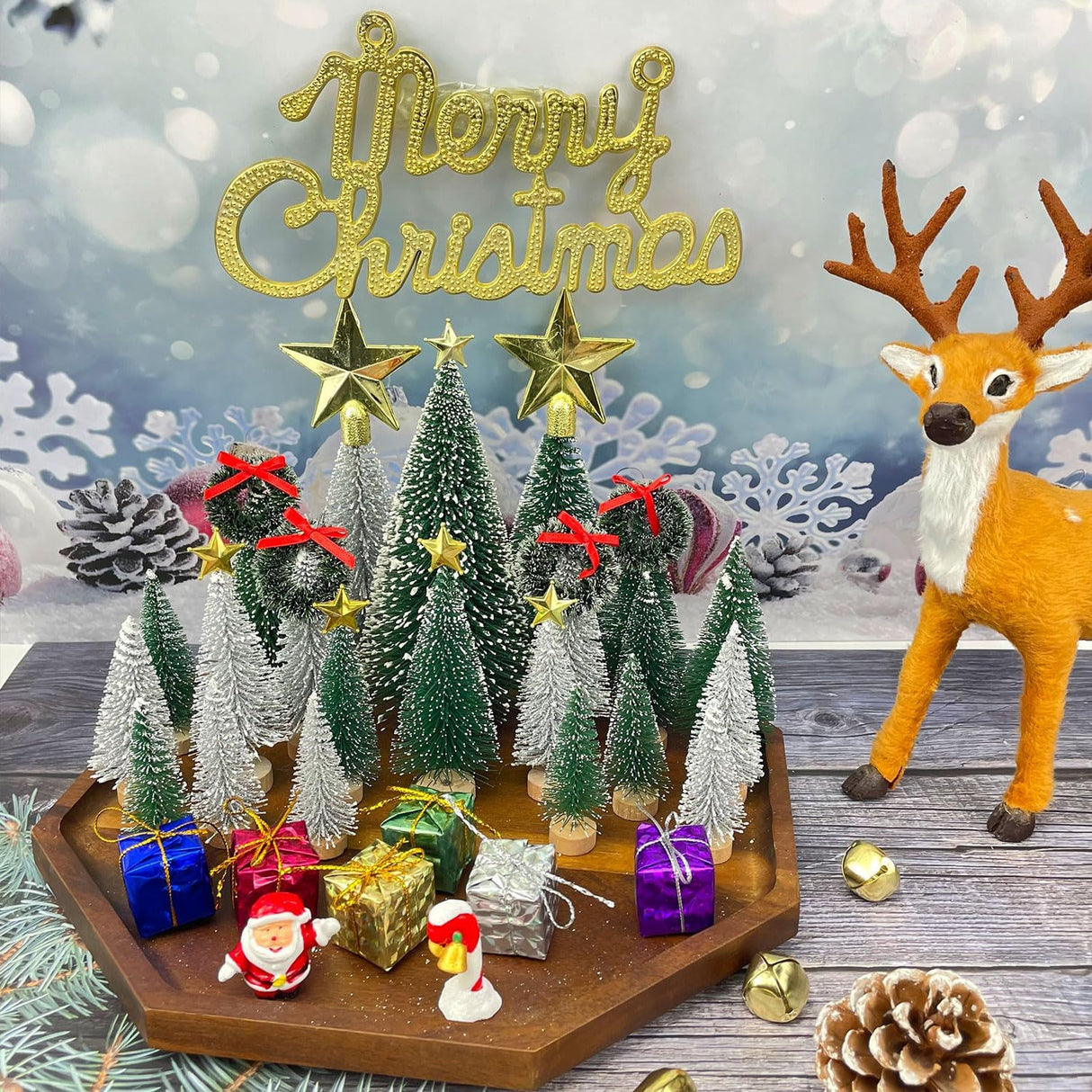 42PCS Árboles de Navidad Miniatura - Decoración Mesa DIY