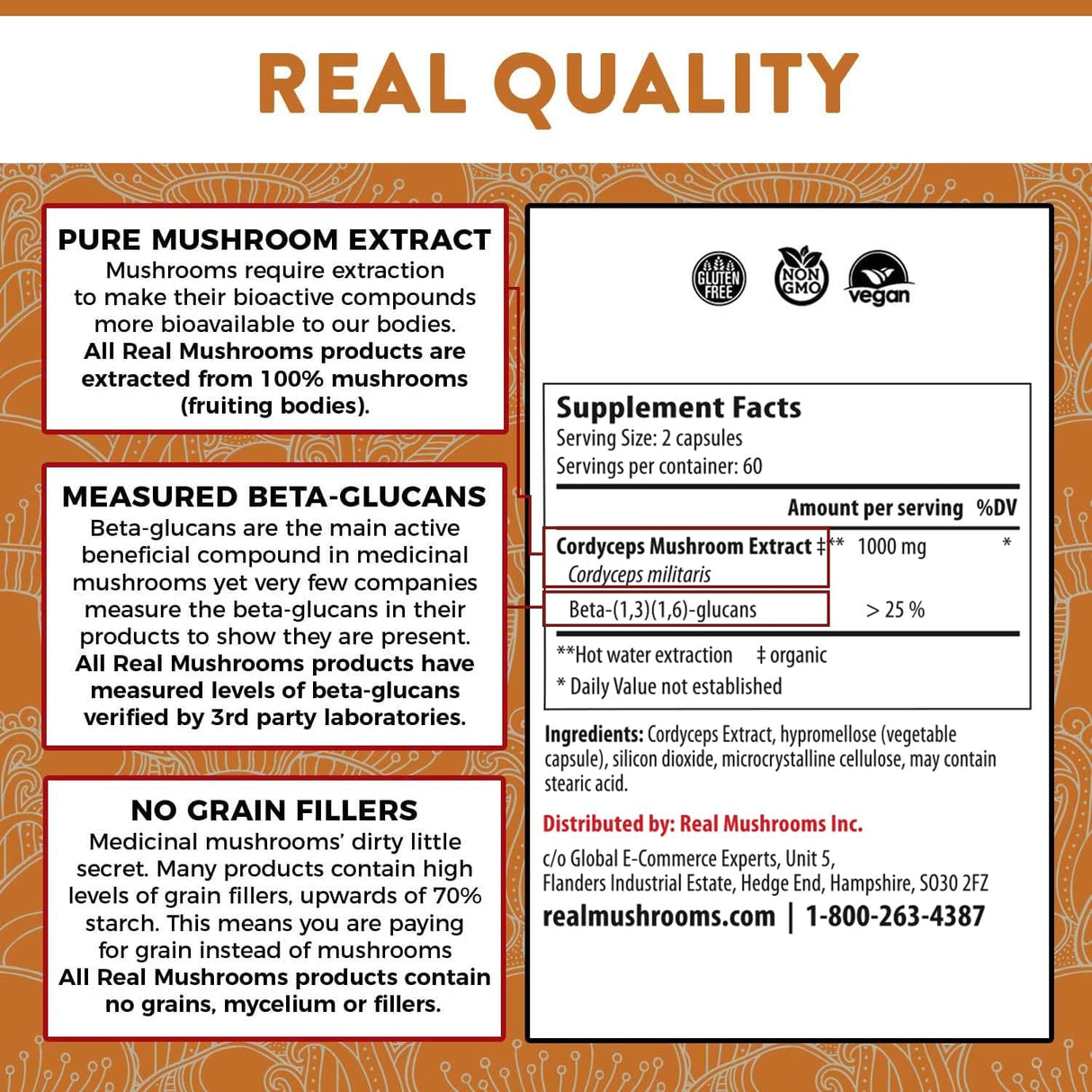 Suplemento en polvo de extracto de hongos Mejora la energía