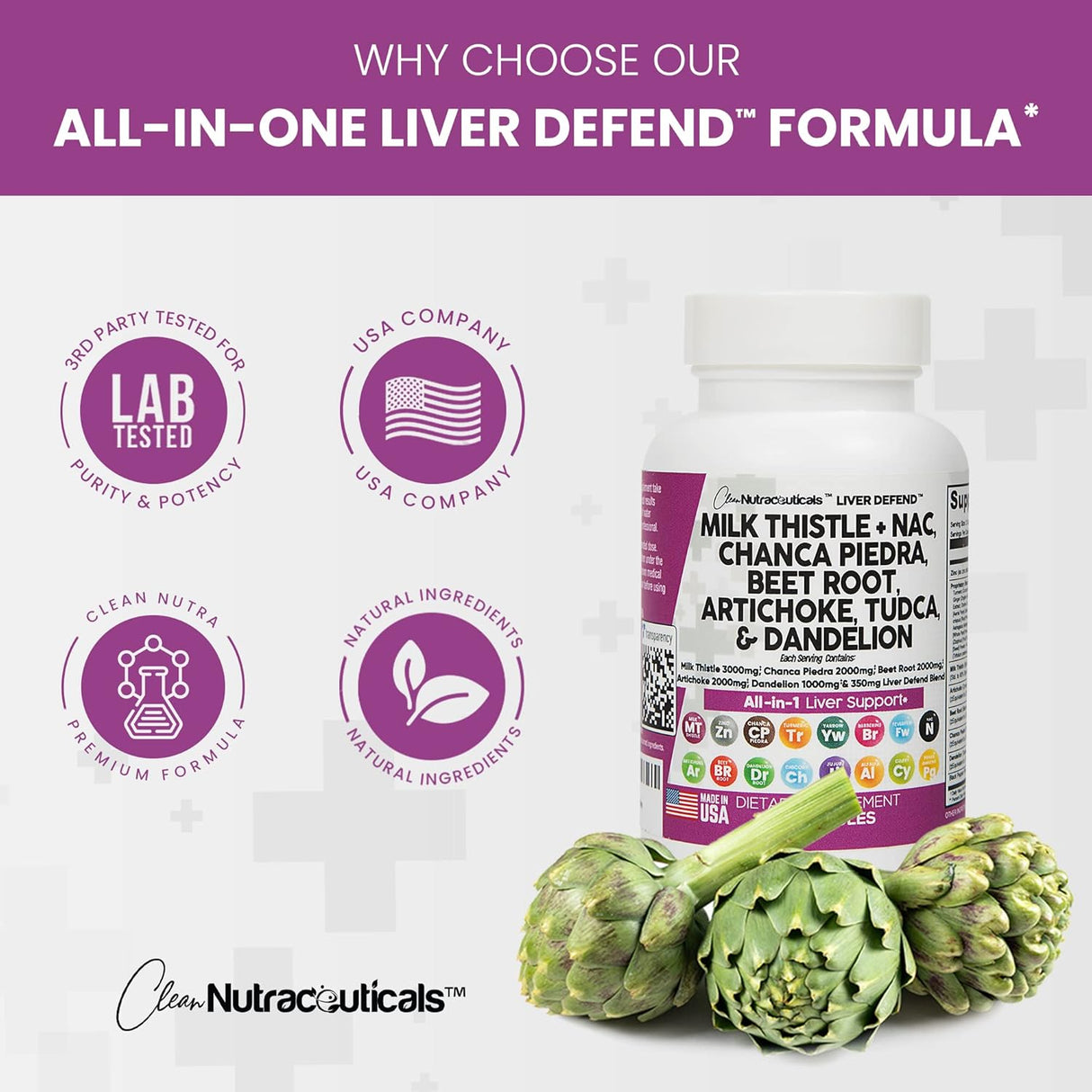 Suplementos Cardo mariano 3000mg NAC Chanca Piedra 2000mg