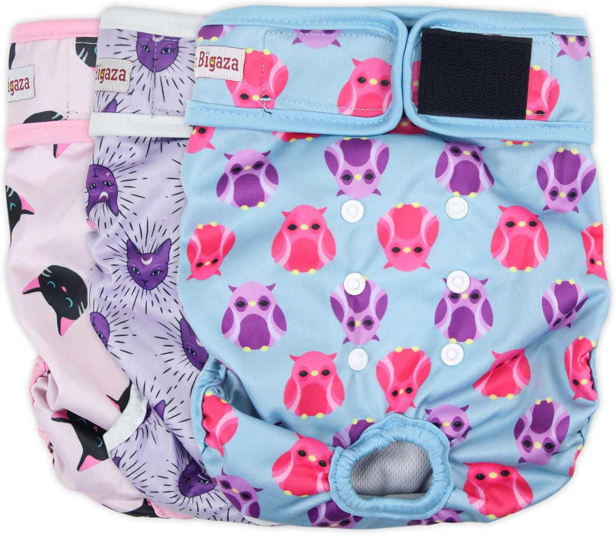 Fuz Bigaza Pañales lavables perras (paquete 3)(gato,búho,M)