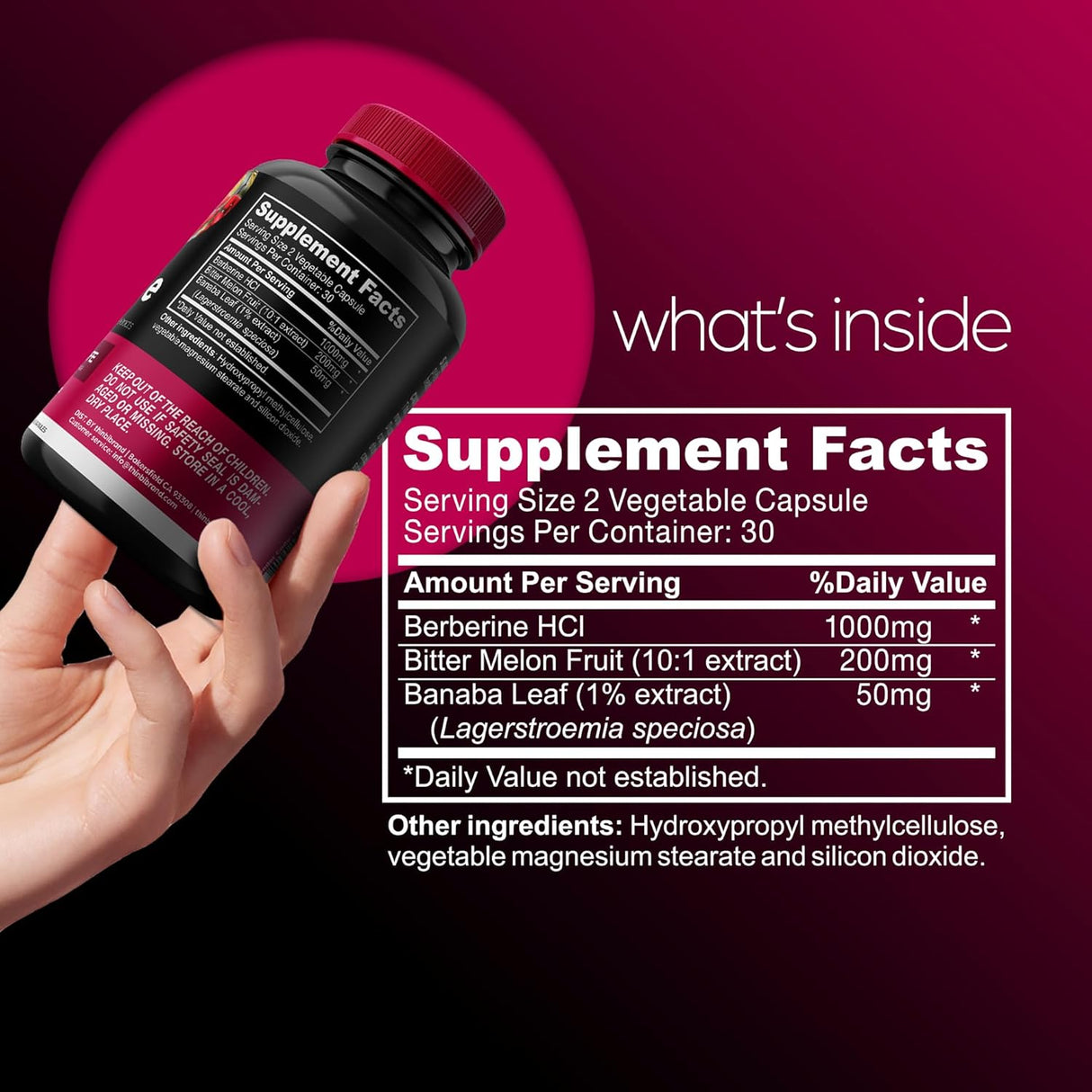 Suplemento de berberina de 1000 mg Potentes cápsulas