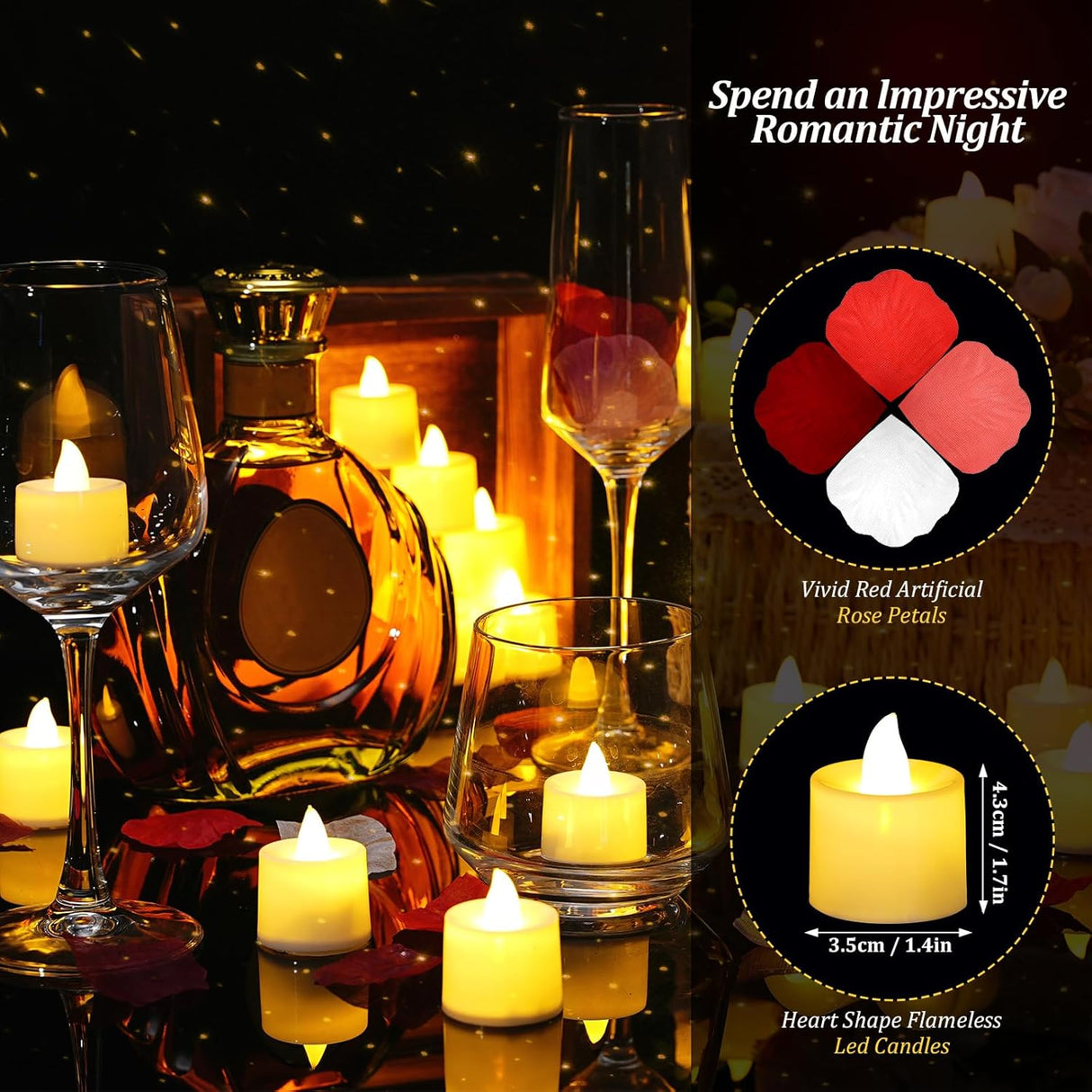 Pétalos Artificiales Coume 6000 Pcs con 72 Velas LED