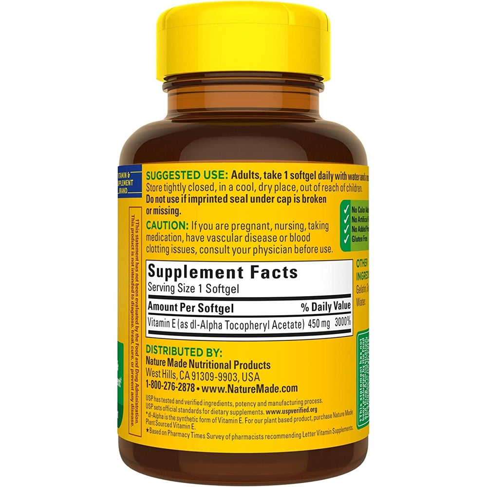 Suplemento Vitamina E 450 mg soporte antioxidante 60 und