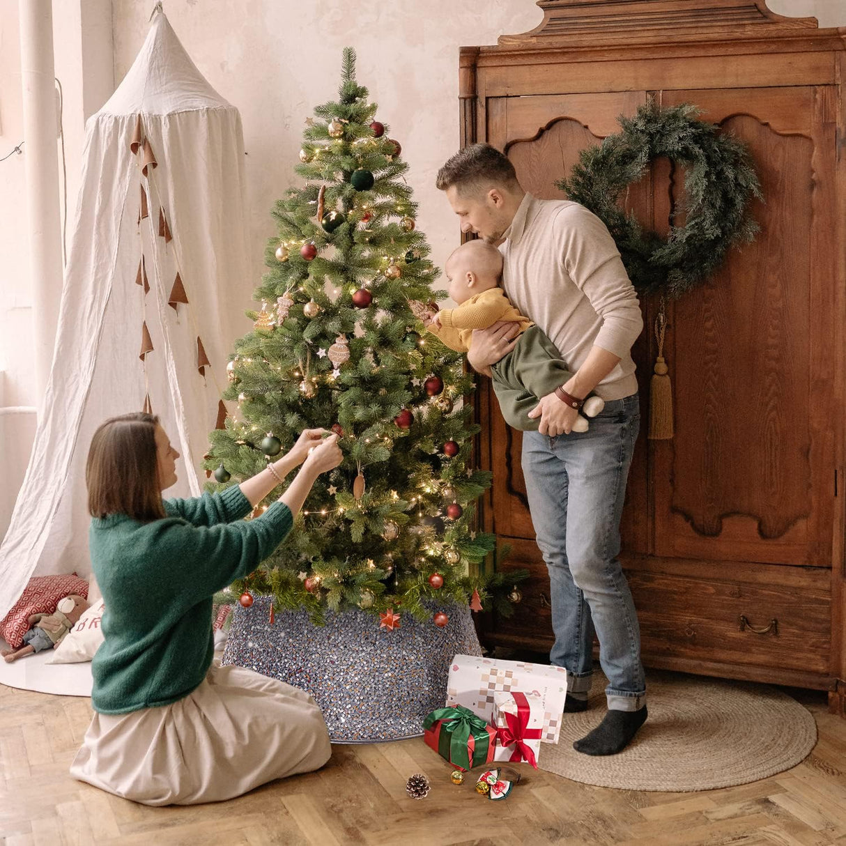 Collar para Árbol de Navidad, Cubierta de Base, Plegable
