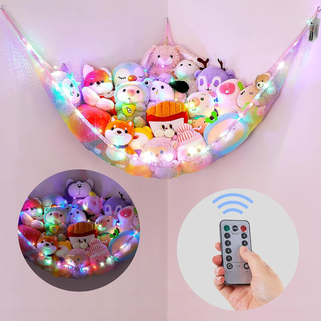 Hamaca para Peluches Basumee con Luz LED, Control Remoto