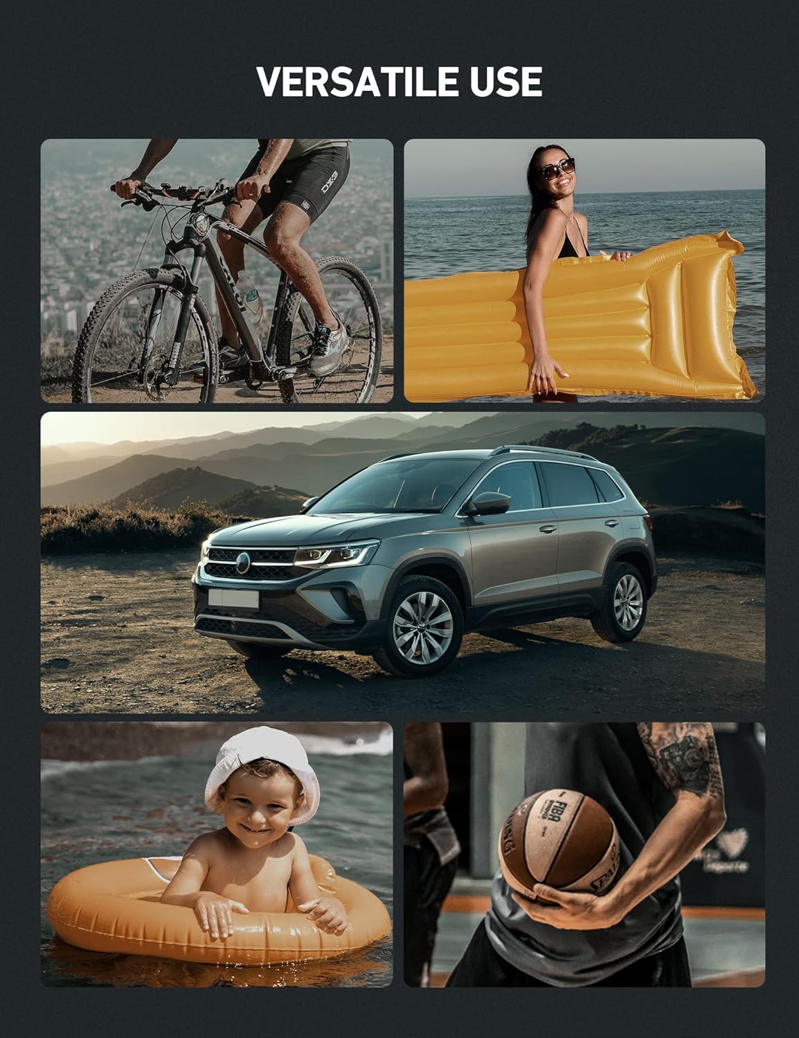 Inflador de neumáticos portatil150 PSI con motores y luz led