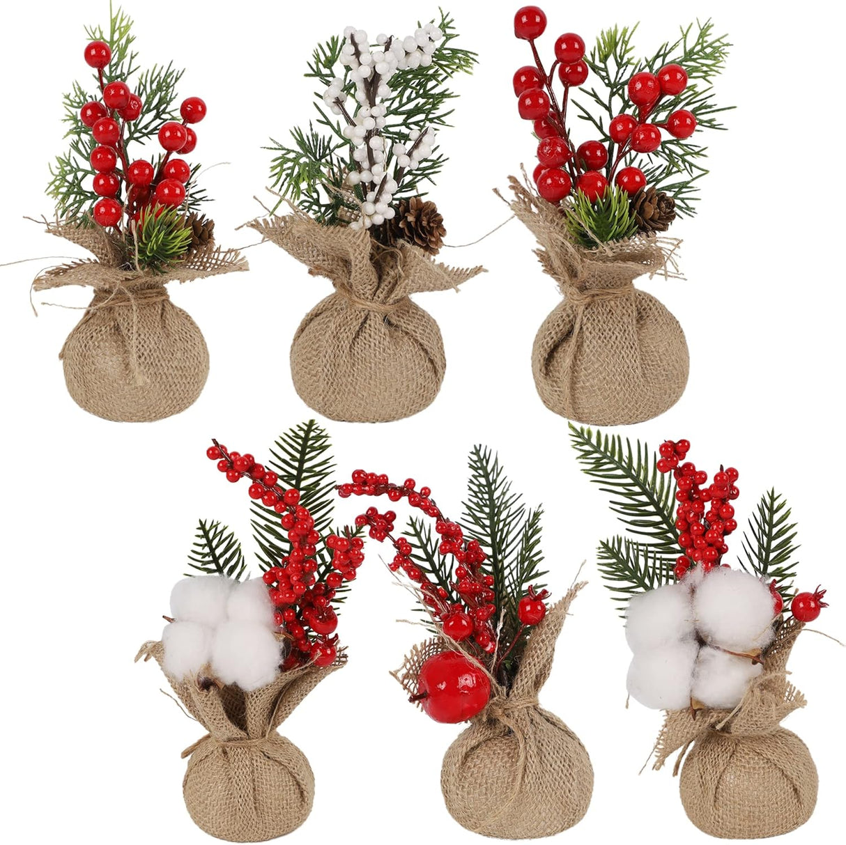 Árboles de Navidad Mini 8 winemana, 6 Pcs, Decoración Mesa