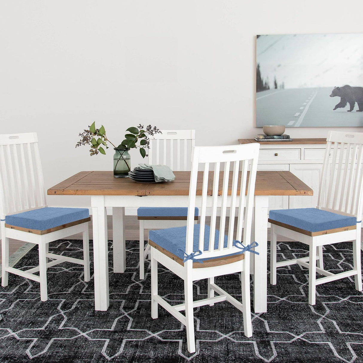 Cojines para Sillas de Comedor Cozyide, 4 Piezas, Antideslizantes