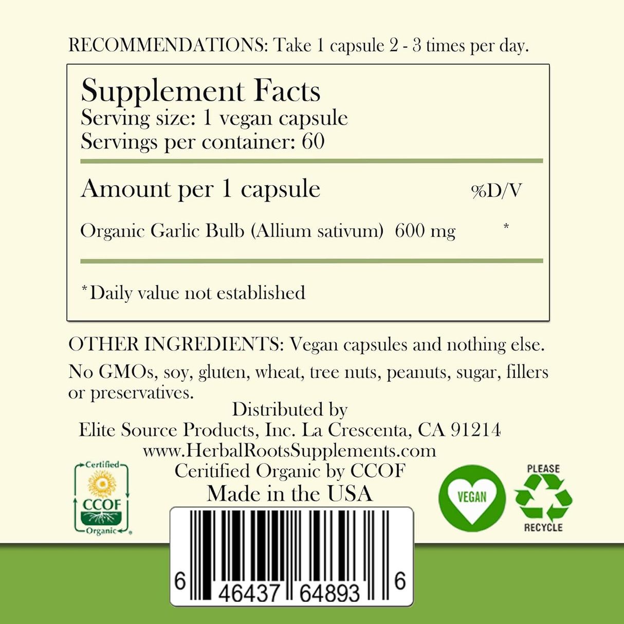 Suplementos orgánicas de ajo de bulbo entero cardiovascular