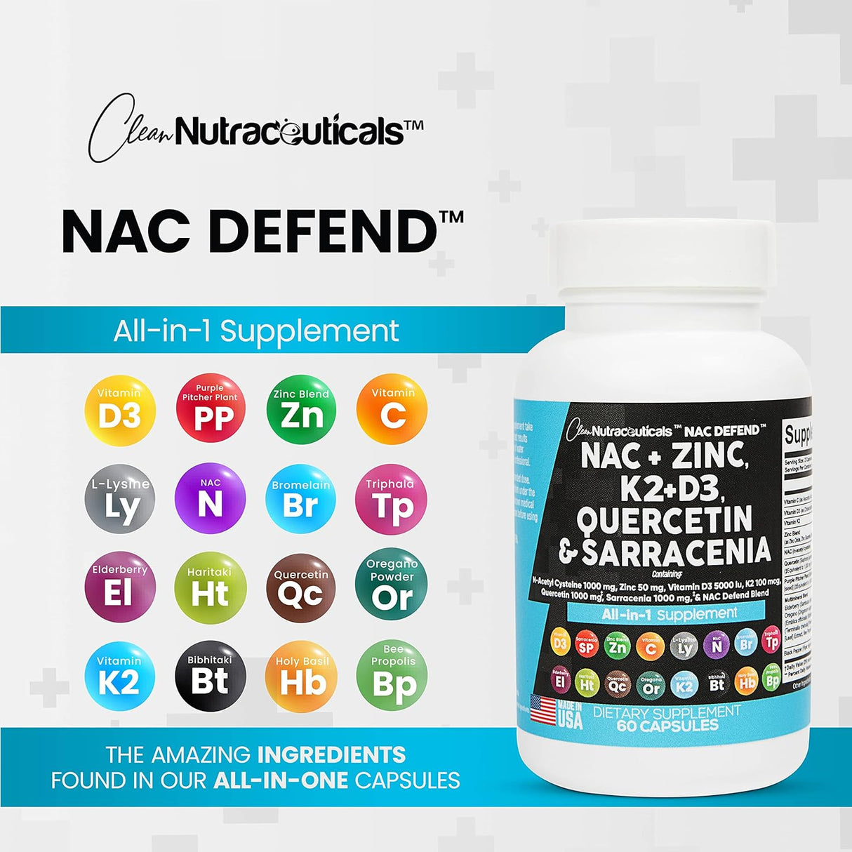 Suplemento NAC Suplemento N-acetil cisteína 1000 mg 60 und