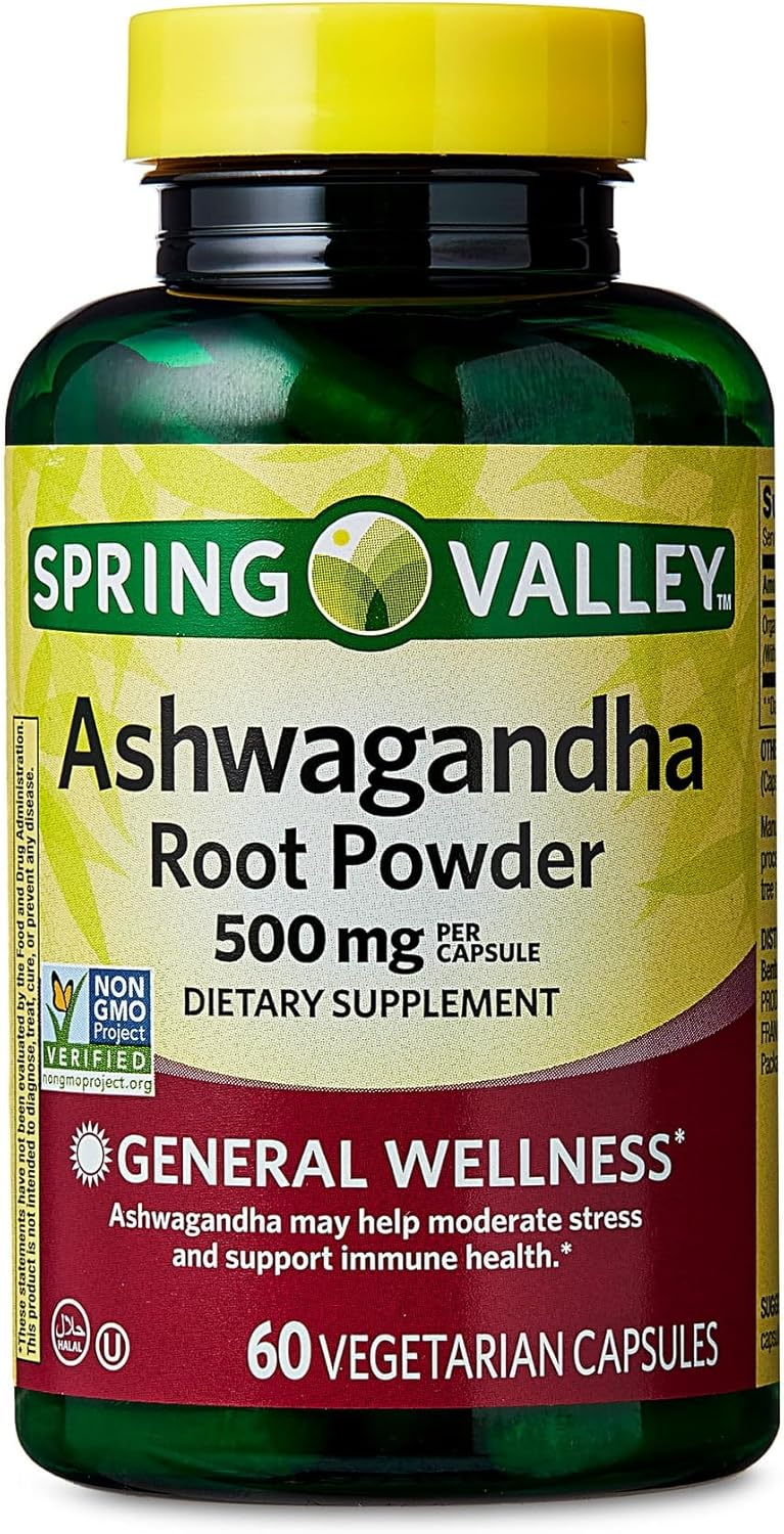 Cápsulas de Ashwagandha 500mg - Spring Valley - Polvo de raíz
