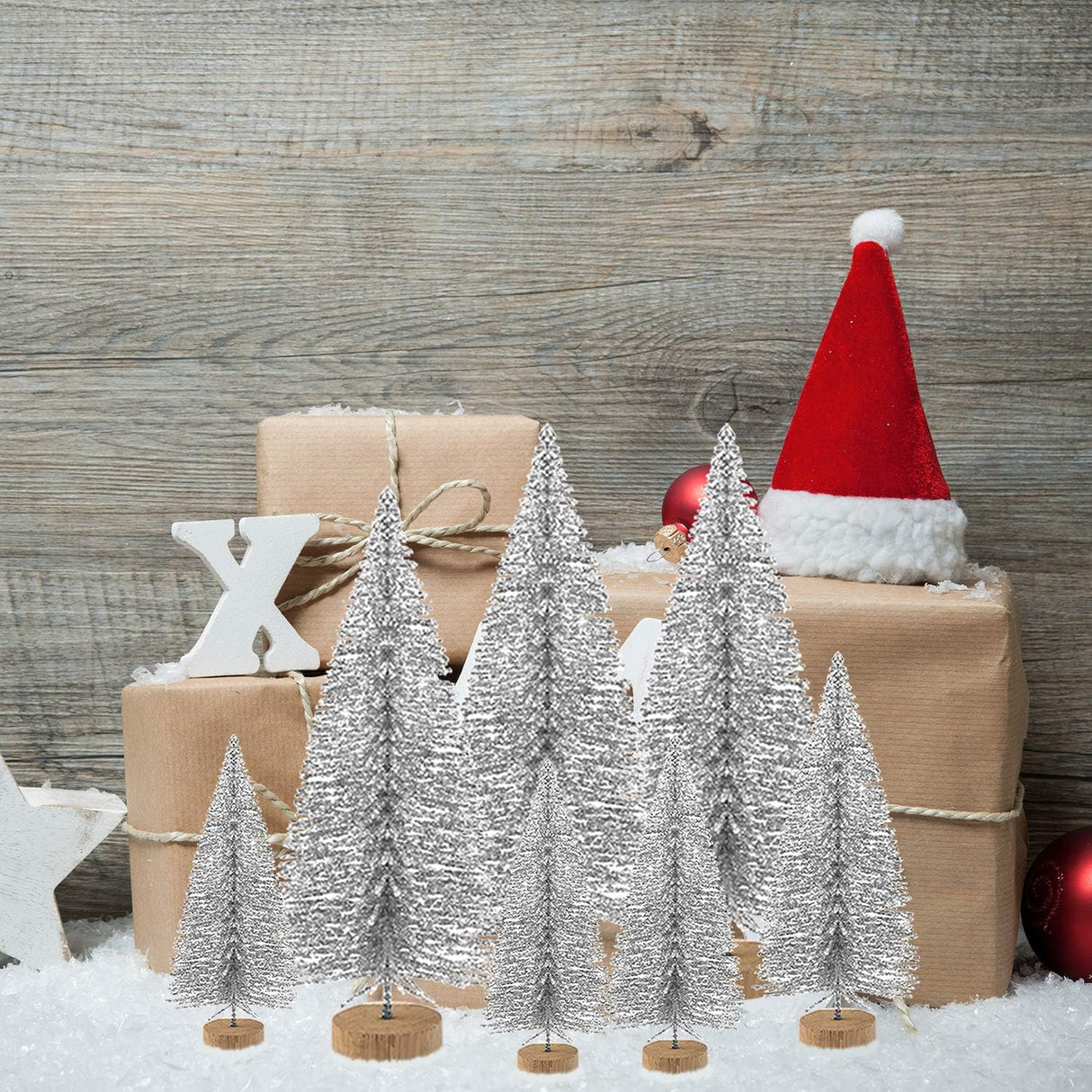 Mini Árboles de Navidad KUUQA 48 Pcs Botella para Decoración