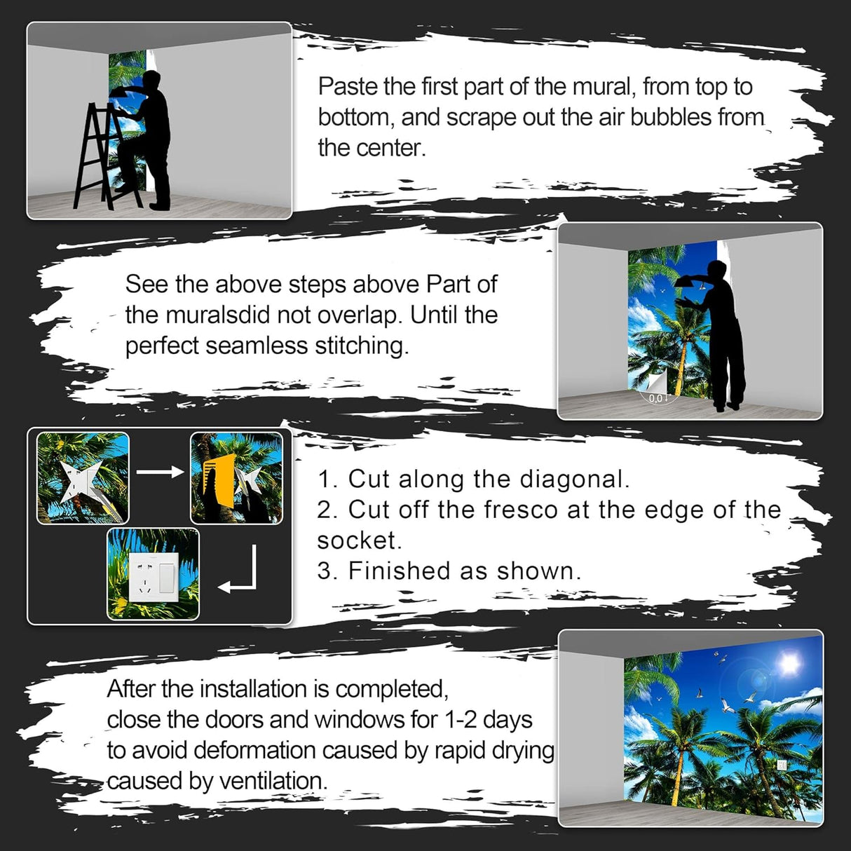 Mural de Palmera Fightal para Salón y Dormitorio 151 x 105