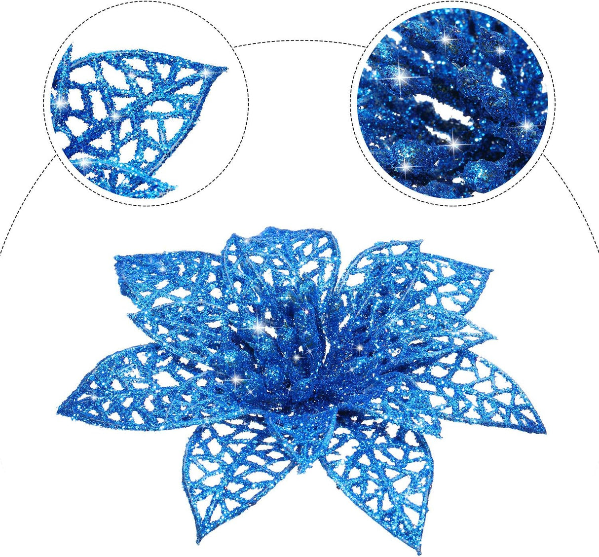 Adornos Artificiales Poinsettia WILLBOND, 36 Piezas Brillantes