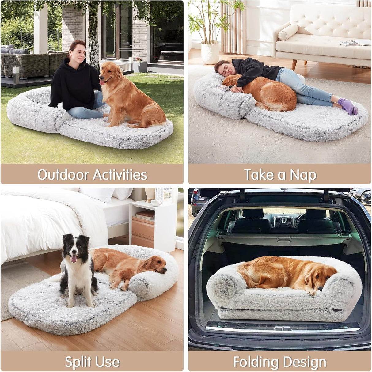Cama para humanos y perros YAEM, plegable y lavable, 74x44
