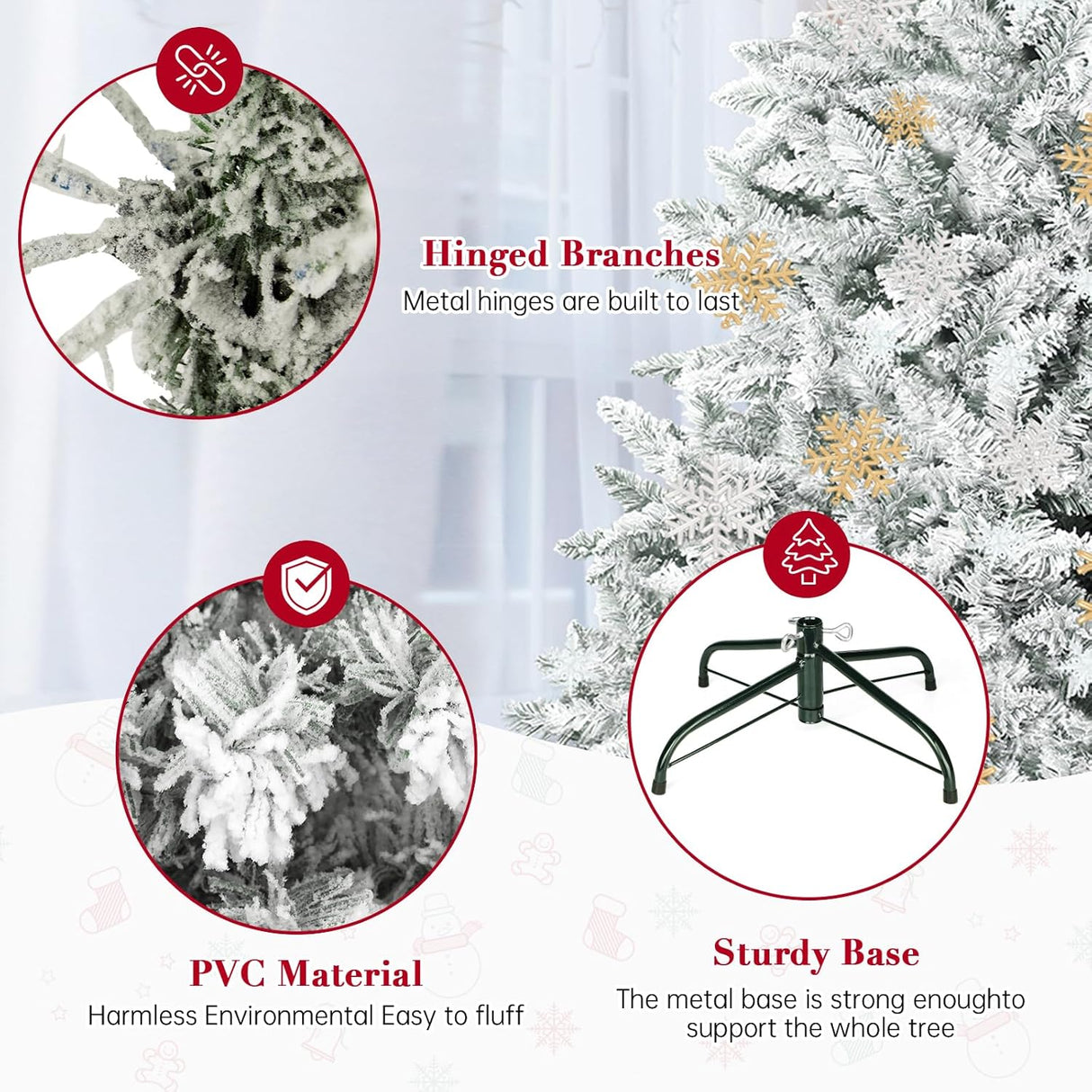 Árbol de Navidad Artificial SUNCROWN 6ft Premium con 1000 ramas