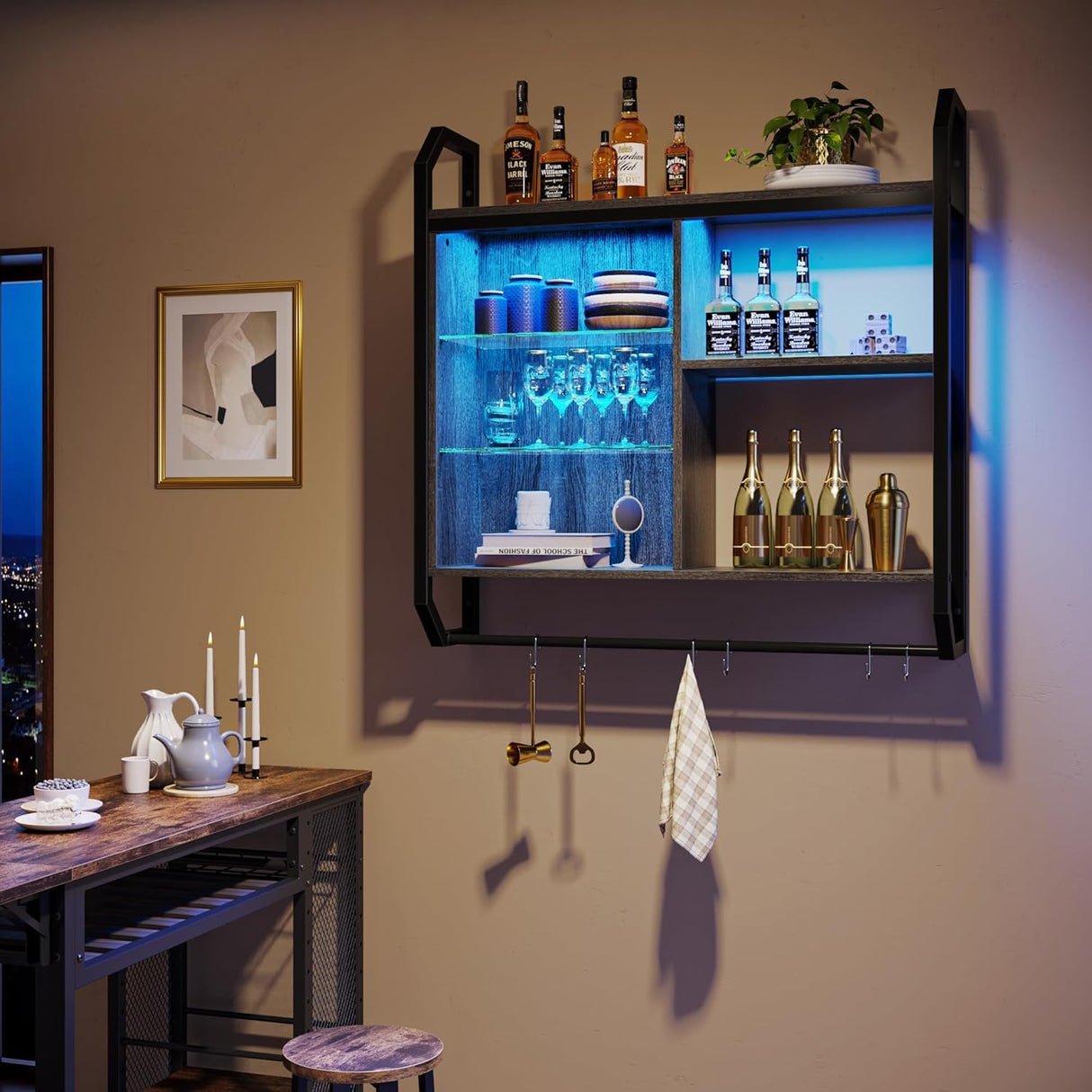 Estante Flotante Bestier LED, Ajustable, 34 con Ganchos S-Hook