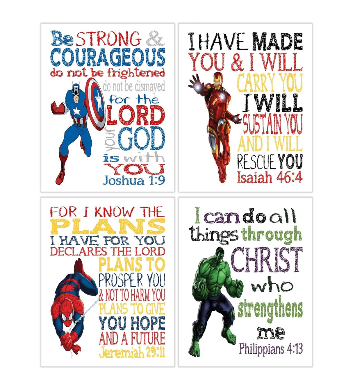 Decoración Cristiana Infantil: Héroes con Versículos Bíblicos
