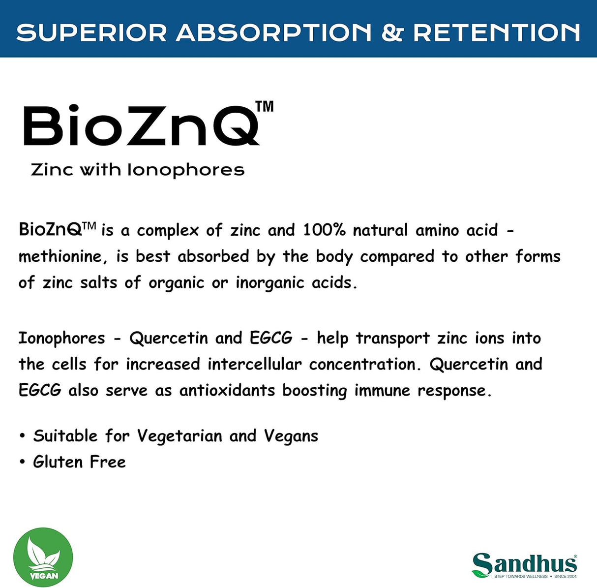 Suplemento Zinc + Quercetina 60 cápsulas vegetarianas