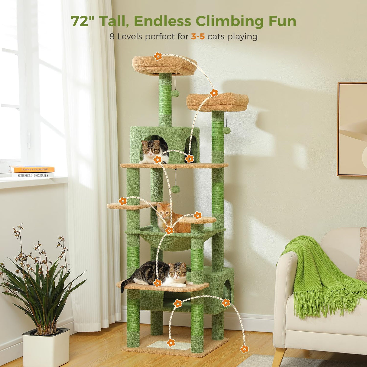 Árbol para Gatos PAWZ Road 72 con Rascadores y Perchas