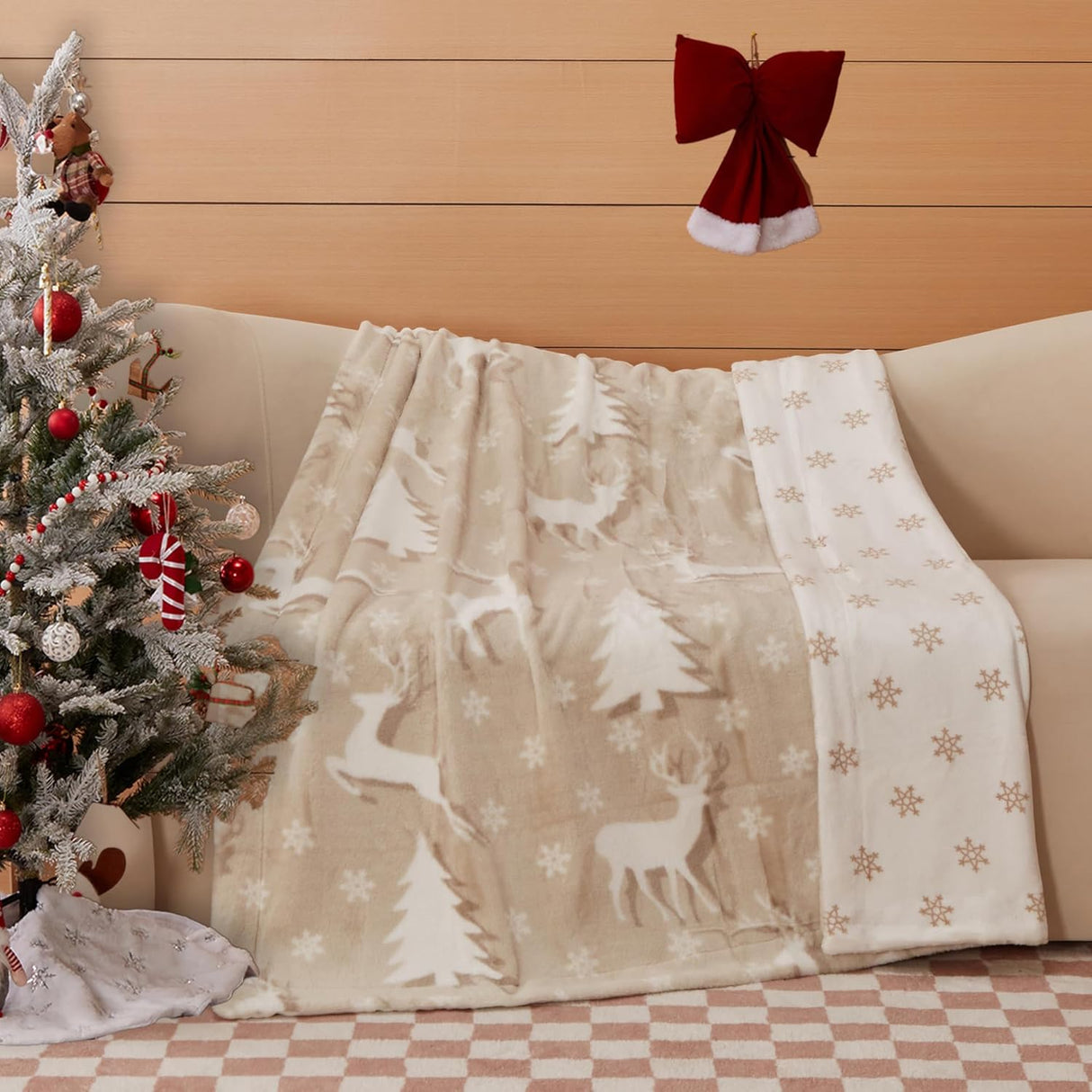 Manta de Piel de Conejo Coova 50x60 Pulgadas, Patrón de Alce