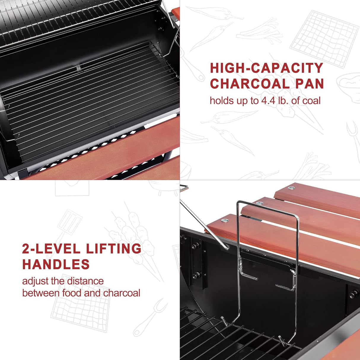 Parrilla de carbón de 30 barriles para patio trasero al aire