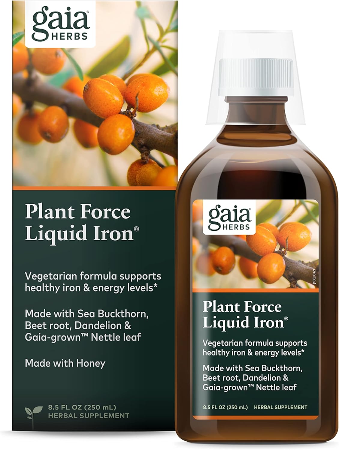 Suplemento Hierro líquido planta force gaia Herbs 16 onzas