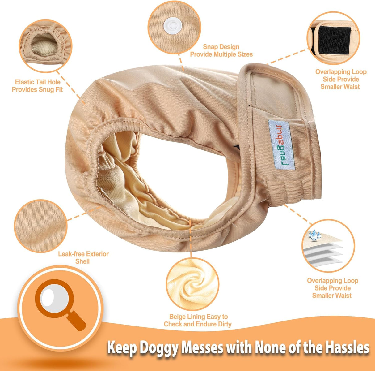 Langsprit Pañales lavables para perras (paquete de 3) talla S