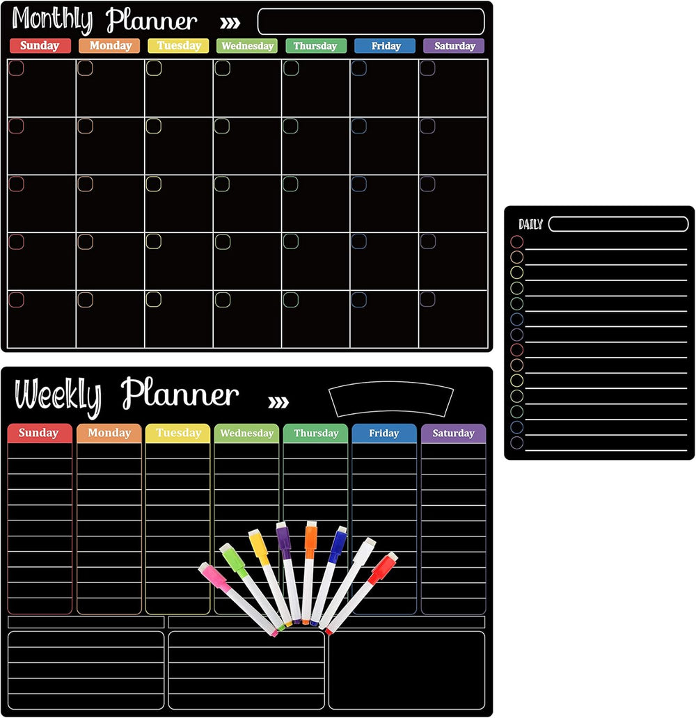 Pizarra con calendario de borrado en seco magnéticos