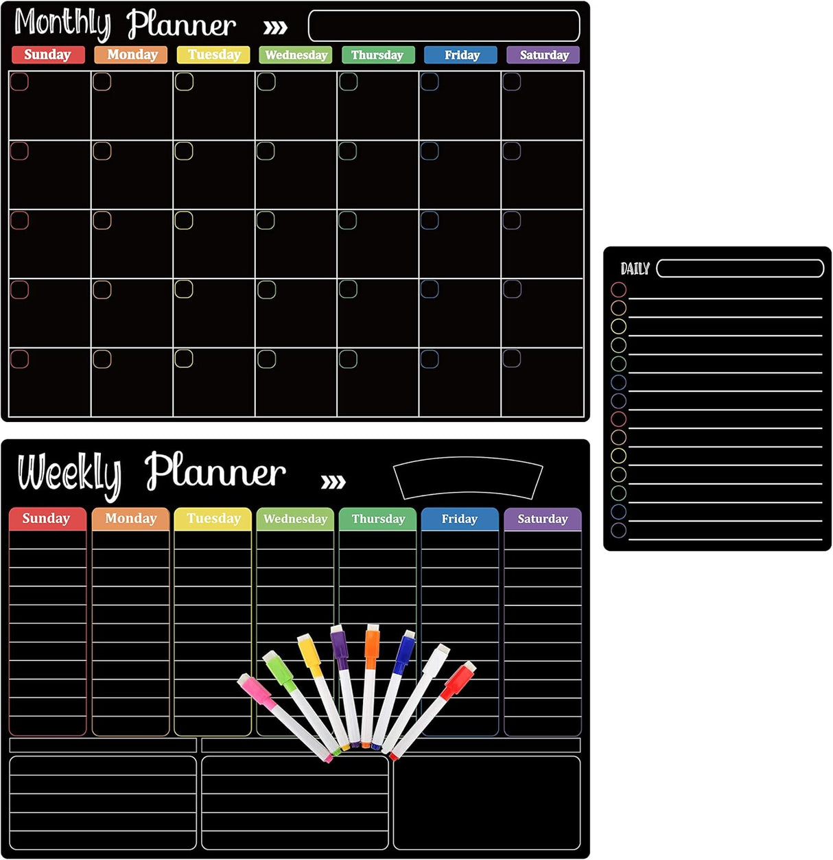 Pizarra con calendario de borrado en seco magnéticos