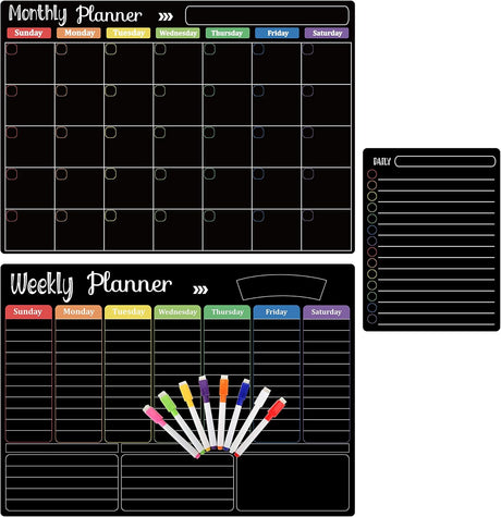 Pizarra con calendario de borrado en seco magnéticos