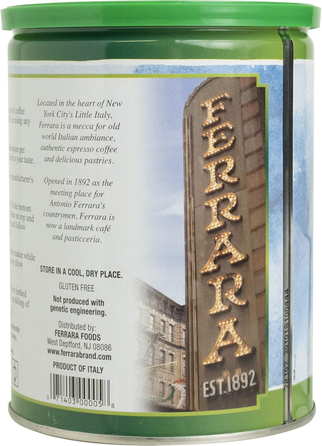 Café Espresso Descafeinado Ferrara, 8.75 oz, Pack de 4 Latas