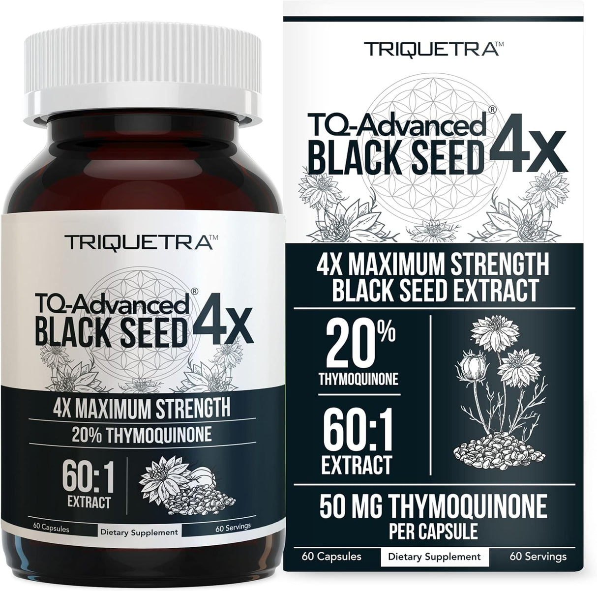 Cápsulas de Extracto de Aceite de Semilla Negra 60:1 TQ-Advanced 4X