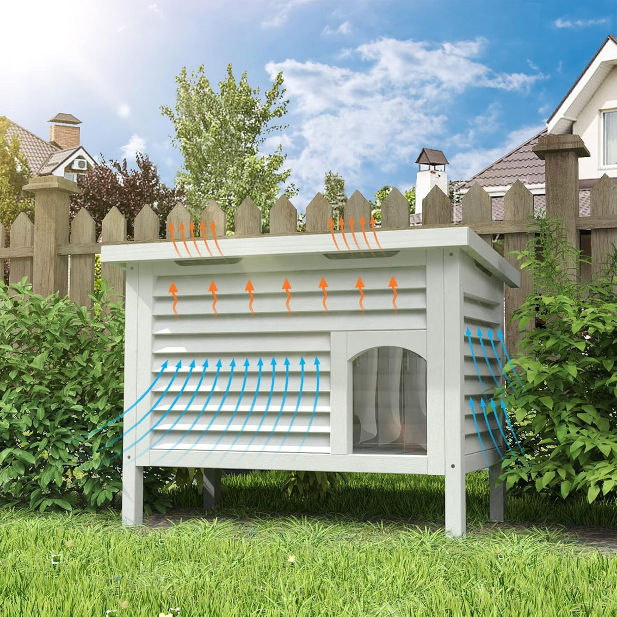 Casa para Gatos GDLF, Madera Sólida, Techo Impermeable, 31.9