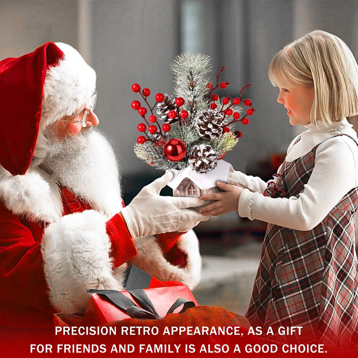 Árbol de Navidad Miniatura Decorativo con Adornos (Cabin-Snow)