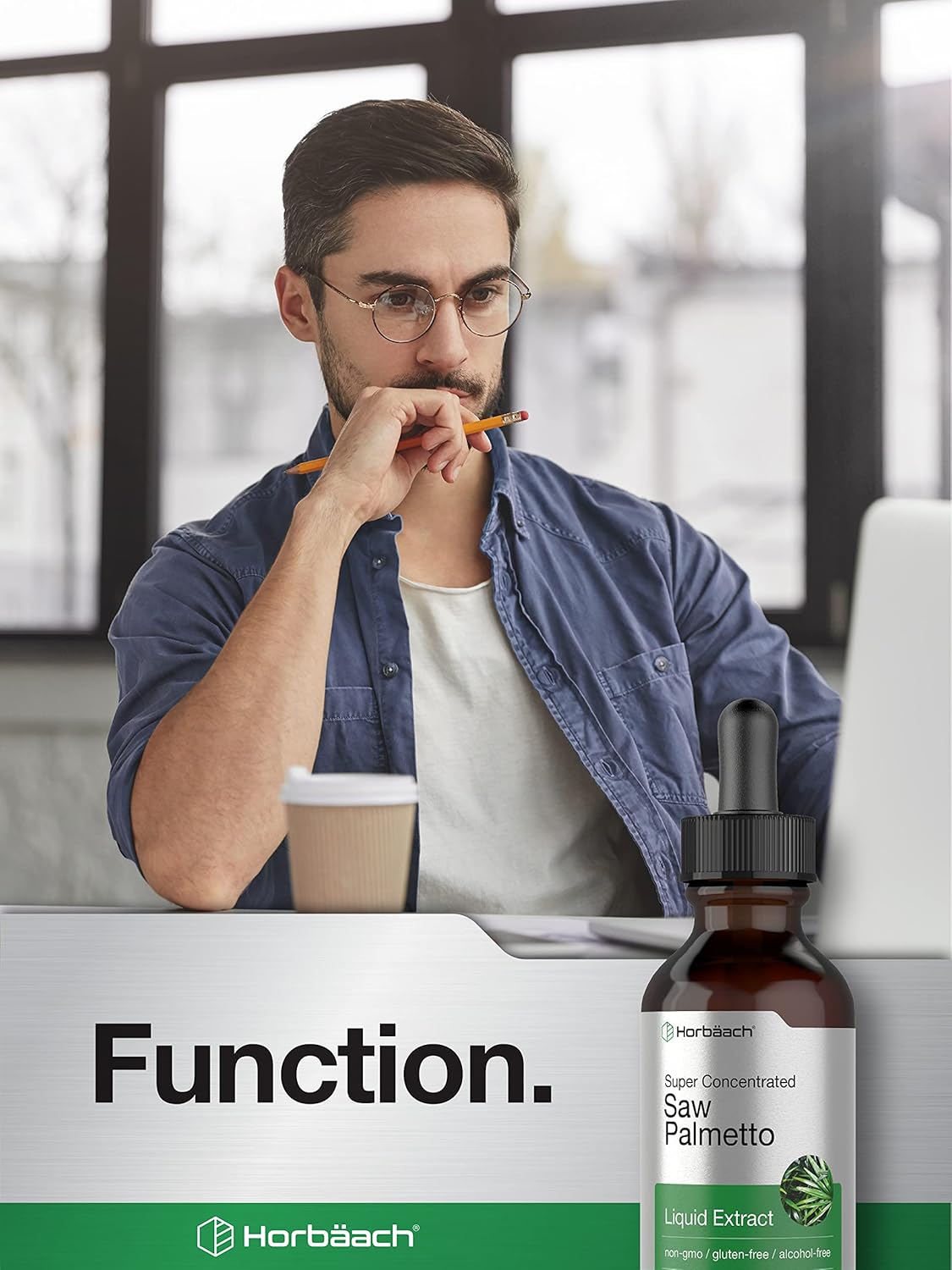 Extracto líquido de Saw Palmetto Horbäach | Sin alcohol, vegano, 2 oz