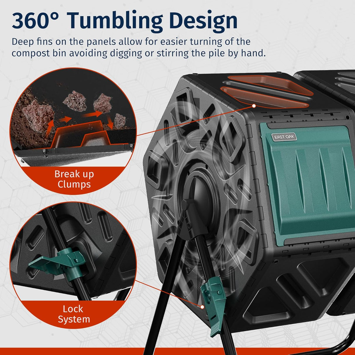 Compostadora Doble EAST OAK, 2 x 18.5 Gal, Sistema de Aireación