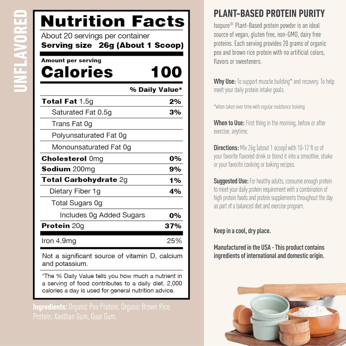 Isopure Proteína Vegetal Sin Lactosa y Gluten 20g