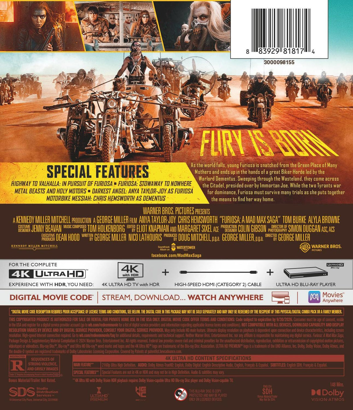Furiosa: Una Saga de Mad Max (4K Ultra HD + Digital)