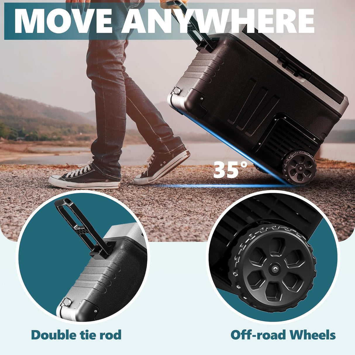 Refrigerador portátil 12V/24V, congelador eléctrico, 37QT