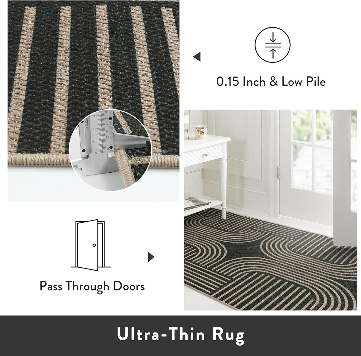 Tapete moderno geométrico de yute para exteriores Lahome