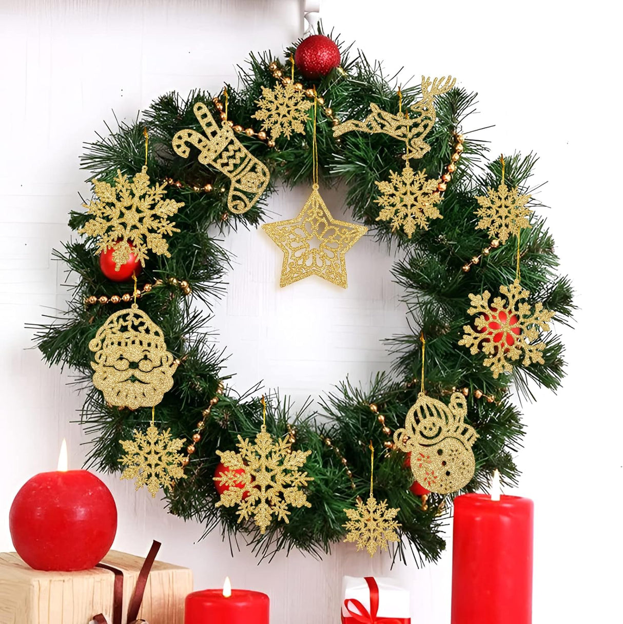 Juego de 42 Adornos de Árbol de Navidad - Decoración Festiva