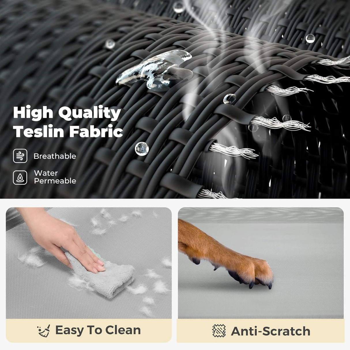 Cama Elevada para Perros Veehoo, Portátil, Mesh Lavable, CWC1803-L