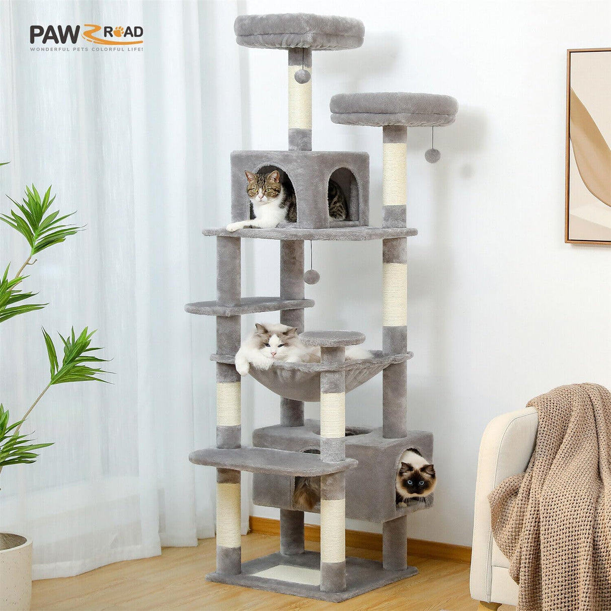 Árbol para Gatos PAWZ Road 72 con Rascadores y Condos