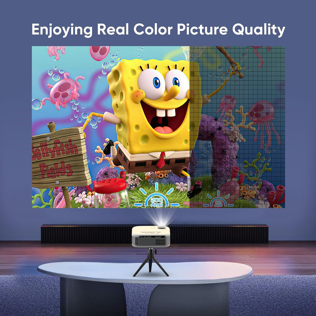 Proyector Mini PANSEBA 1080P HD Bluetooth, Tripode, 2024