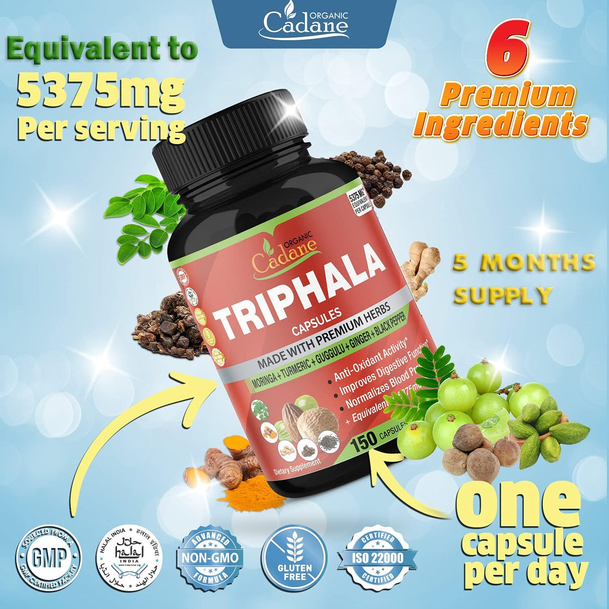 Suplemento Cápsulas de extracto orgánico de trifala