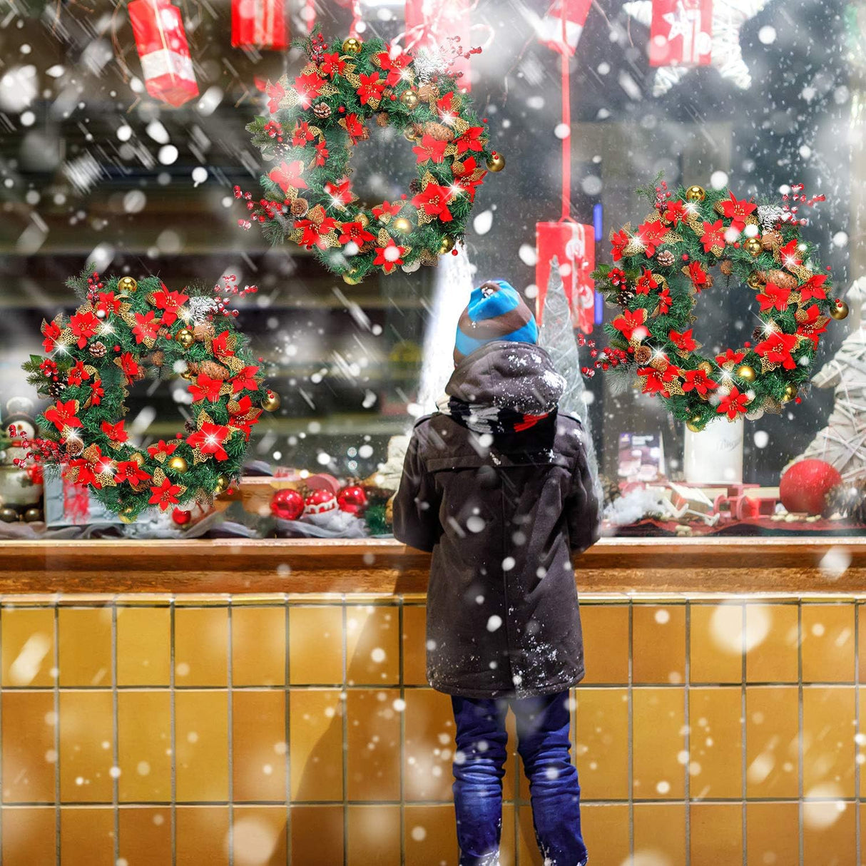 Flores Artificiales de Poinsettia, WILLBOND, 36 Piezas, Decoración