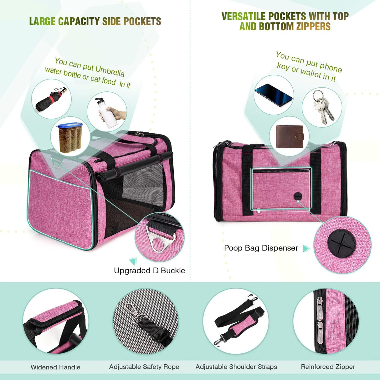 Transportín para mascotas YUDODO 25 lbs, ligero y plegable